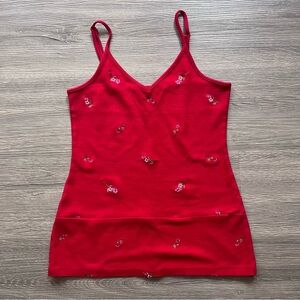 Express Embroidered Red Cami Top